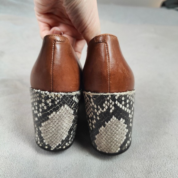 Dries Van Noten Pumps Womens 36.5 6.5 Brown Leather Snake Print Block Heel Shoes - Picture 7 of 13